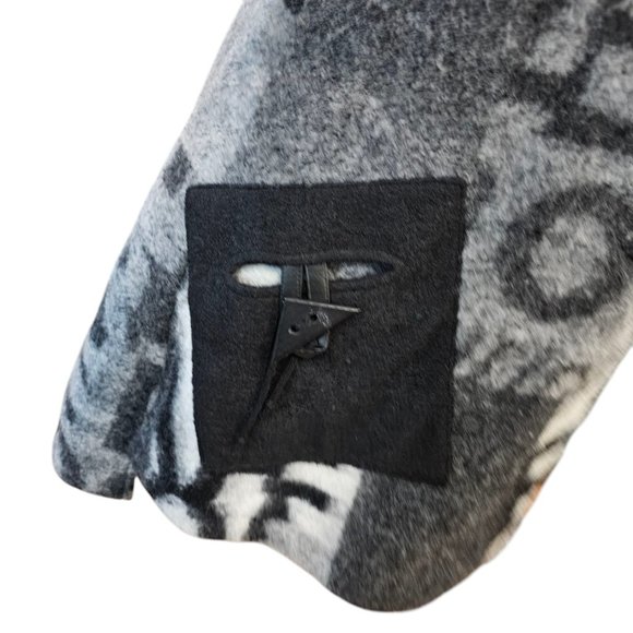 Womens Sz Medium Gray Wool‎ Blend Jacket Poland Lagenlook Patchwork Mixed Print - Picture 6 of 14